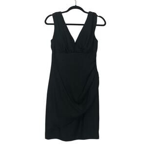 Vintage Little Black Dress Deep V Neck Leslie Fay Womens 8 Sleeveless Cocktail